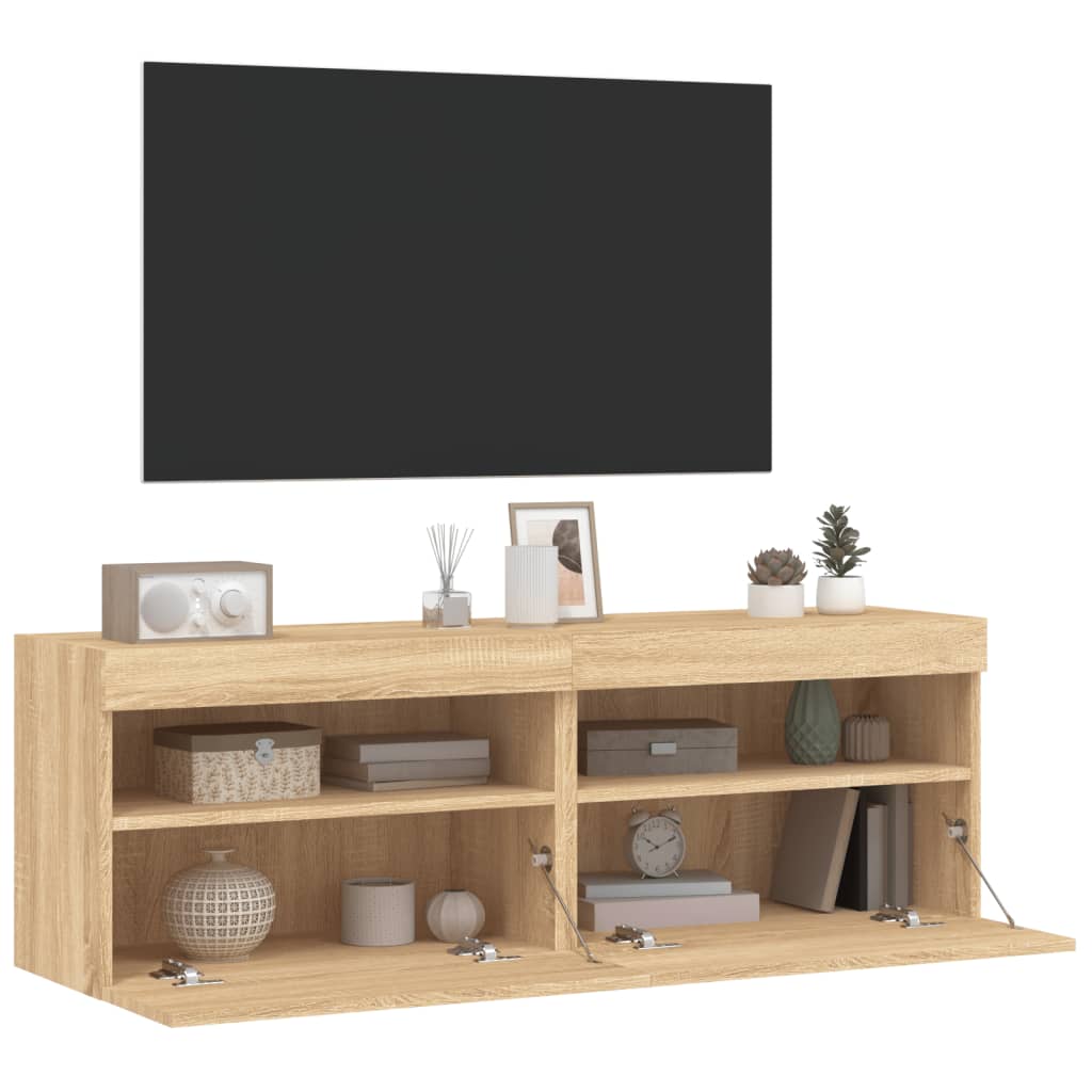 TV-Wandschränke mit LED-Leuchten 2 Stk. Sonoma-Eiche 60x30x40cm - Pazzar.ch