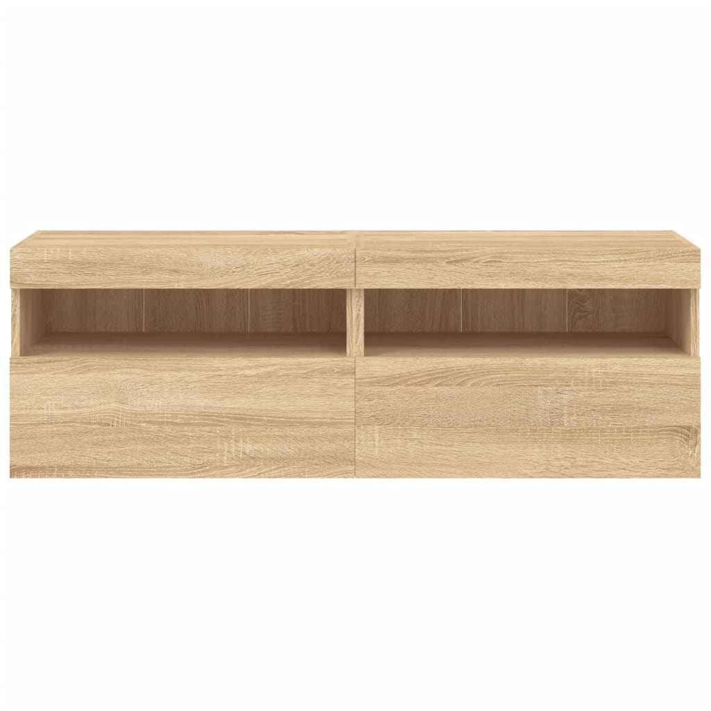 TV-Wandschränke mit LED-Leuchten 2 Stk. Sonoma-Eiche 60x30x40cm - Pazzar.ch