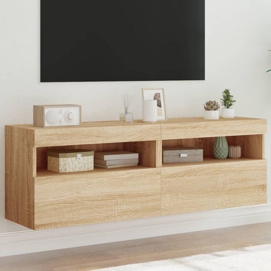 TV-Wandschränke mit LED-Leuchten 2 Stk. Sonoma-Eiche 60x30x40cm - Pazzar.ch