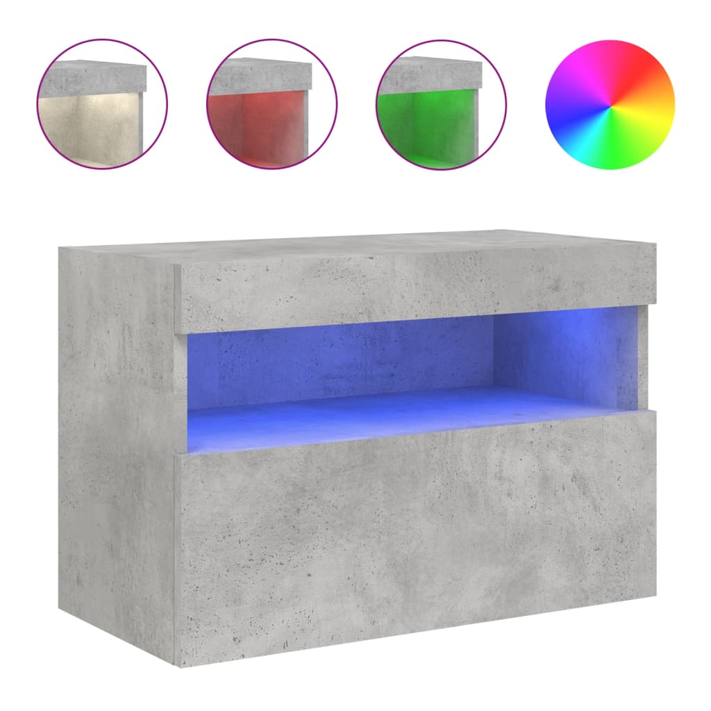 TV-Wandschrank mit LED-Leuchten Betongrau 60x30x40 cm - Pazzar.ch