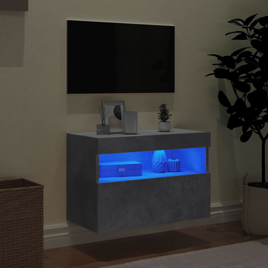 TV-Wandschrank mit LED-Leuchten Betongrau 60x30x40 cm - Pazzar.ch