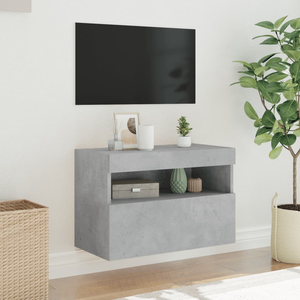 TV-Wandschrank mit LED-Leuchten Betongrau 60x30x40 cm - Pazzar.ch