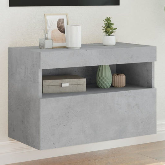 TV-Wandschrank mit LED-Leuchten Betongrau 60x30x40 cm - Pazzar.ch