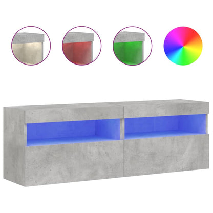 TV-Wandschränke mit LED-Leuchten 2 Stk. Betongrau 60x30x40 cm - Pazzar.ch