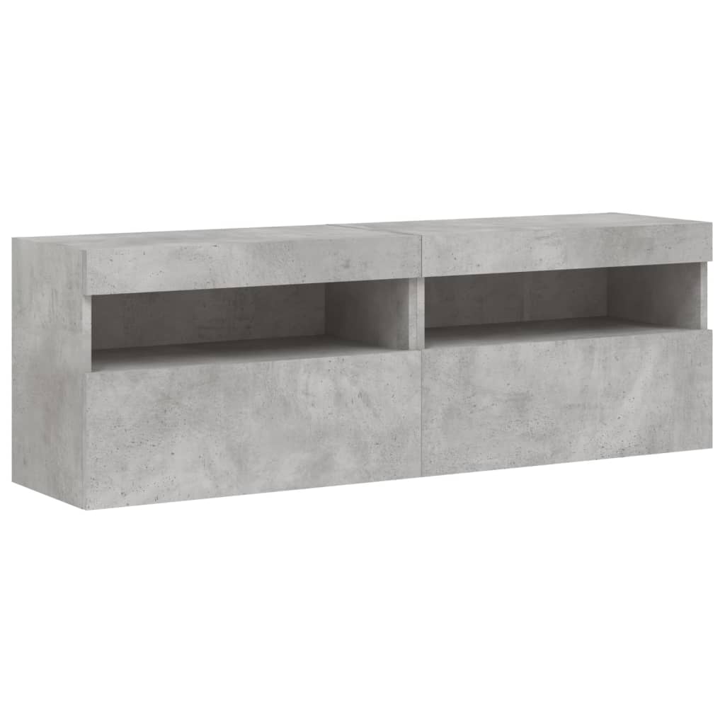 TV-Wandschränke mit LED-Leuchten 2 Stk. Betongrau 60x30x40 cm - Pazzar.ch