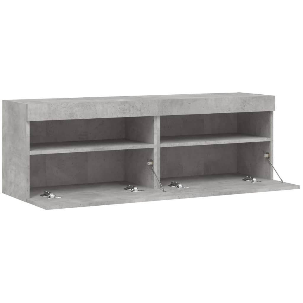 TV-Wandschränke mit LED-Leuchten 2 Stk. Betongrau 60x30x40 cm - Pazzar.ch