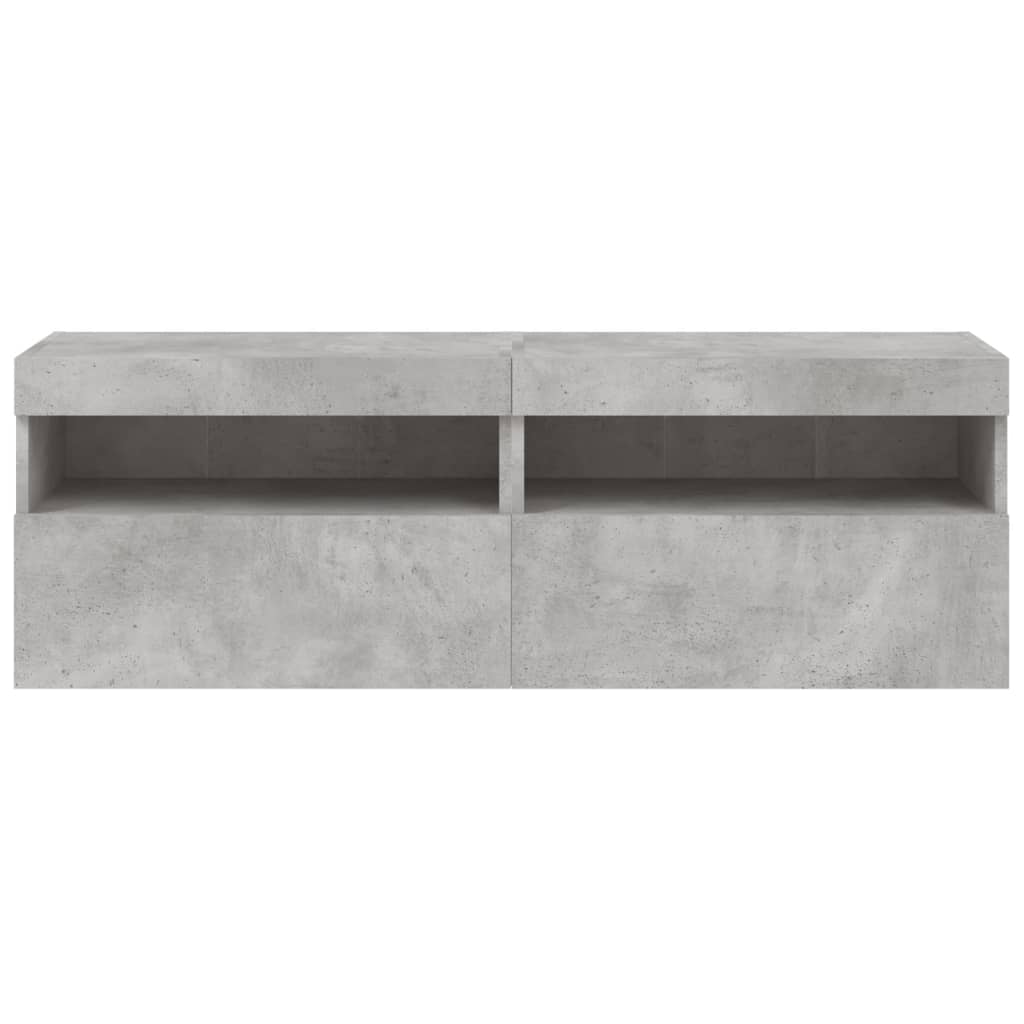 TV-Wandschränke mit LED-Leuchten 2 Stk. Betongrau 60x30x40 cm - Pazzar.ch