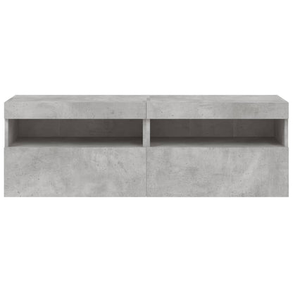 TV-Wandschränke mit LED-Leuchten 2 Stk. Betongrau 60x30x40 cm - Pazzar.ch