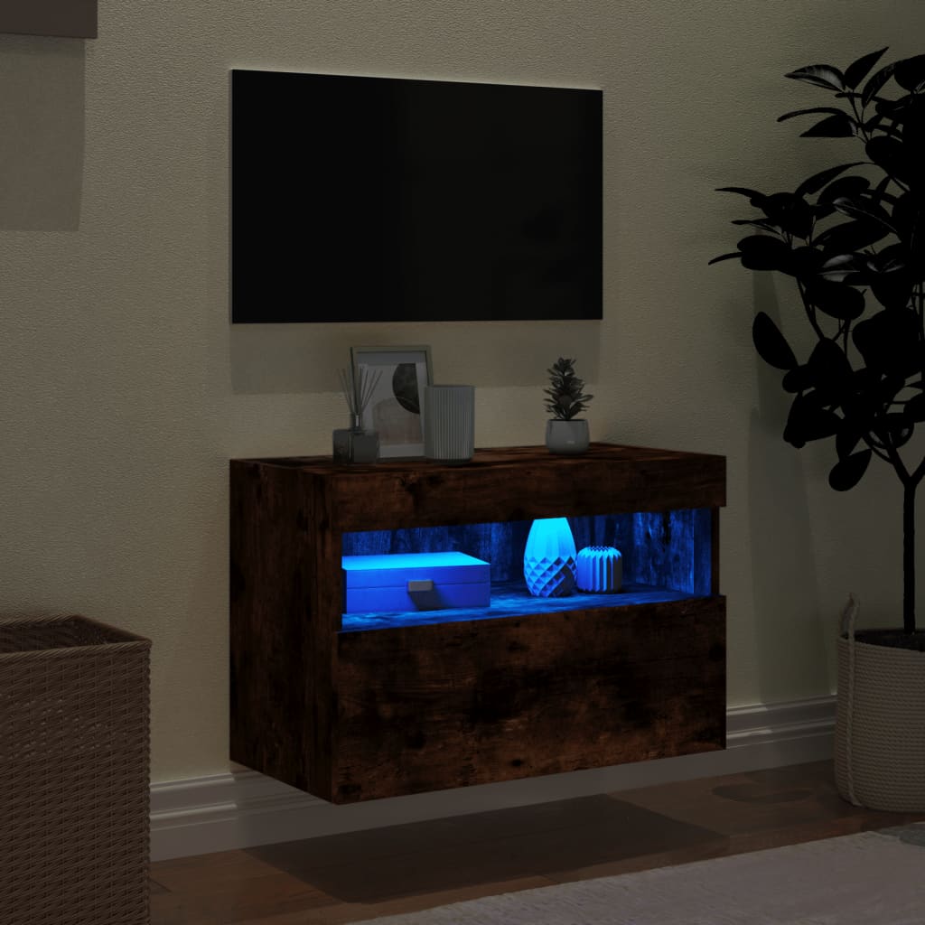 TV-Wandschrank mit LED-Leuchten Räuchereiche 60x30x40 cm - Pazzar.ch