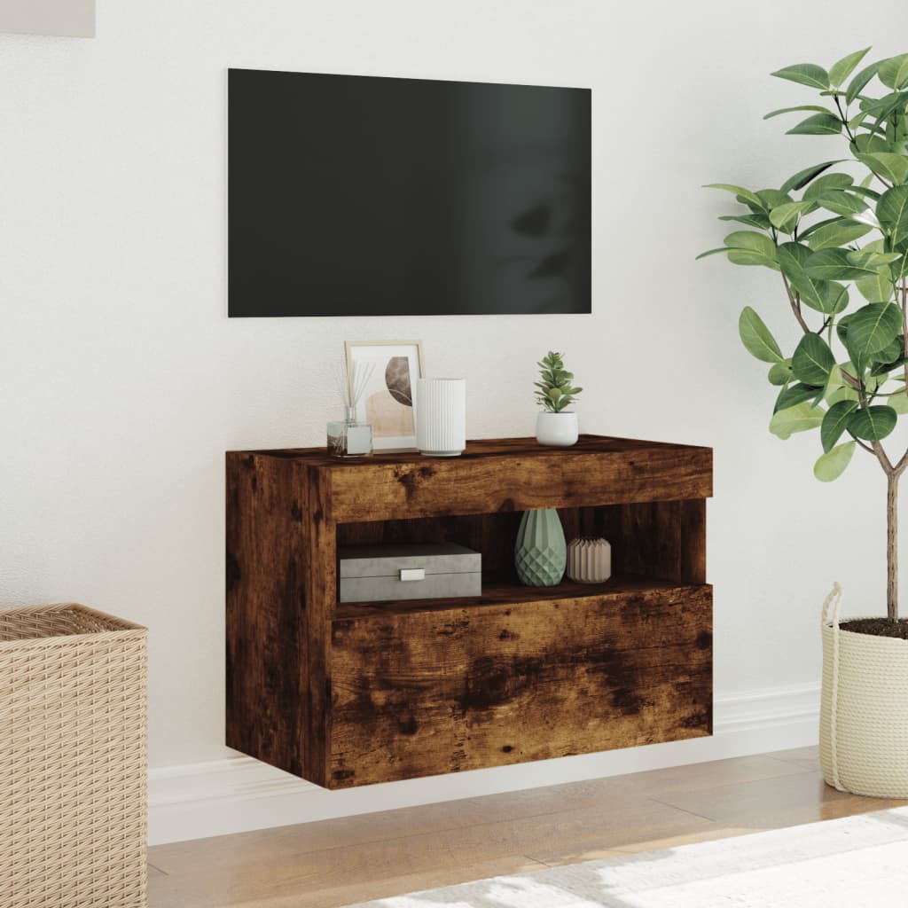 TV-Wandschrank mit LED-Leuchten Räuchereiche 60x30x40 cm - Pazzar.ch