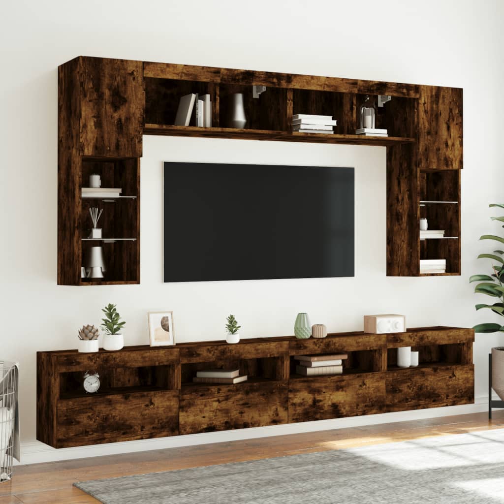 TV-Wandschrank mit LED-Leuchten Räuchereiche 60x30x40 cm - Pazzar.ch