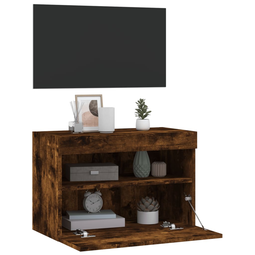 TV-Wandschrank mit LED-Leuchten Räuchereiche 60x30x40 cm - Pazzar.ch