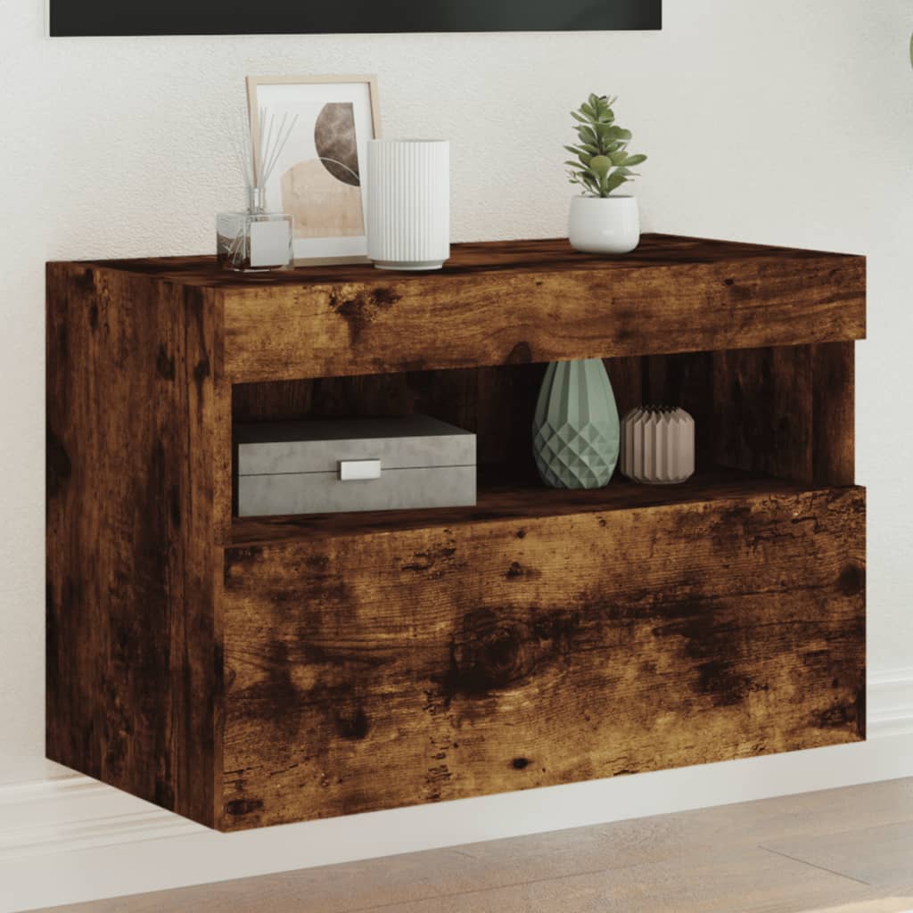 TV-Wandschrank mit LED-Leuchten Räuchereiche 60x30x40 cm - Pazzar.ch