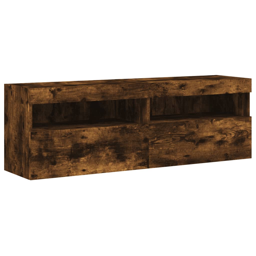 TV-Wandschränke mit LED-Leuchten 2 Stk. Räuchereiche 60x30x40cm - Pazzar.ch