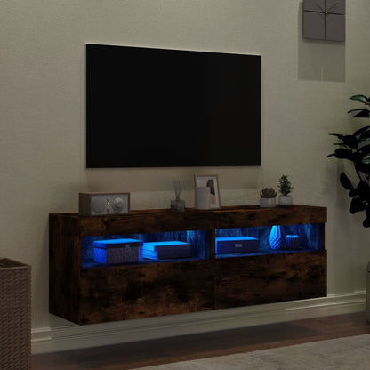 TV-Wandschränke mit LED-Leuchten 2 Stk. Räuchereiche 60x30x40cm - Pazzar.ch