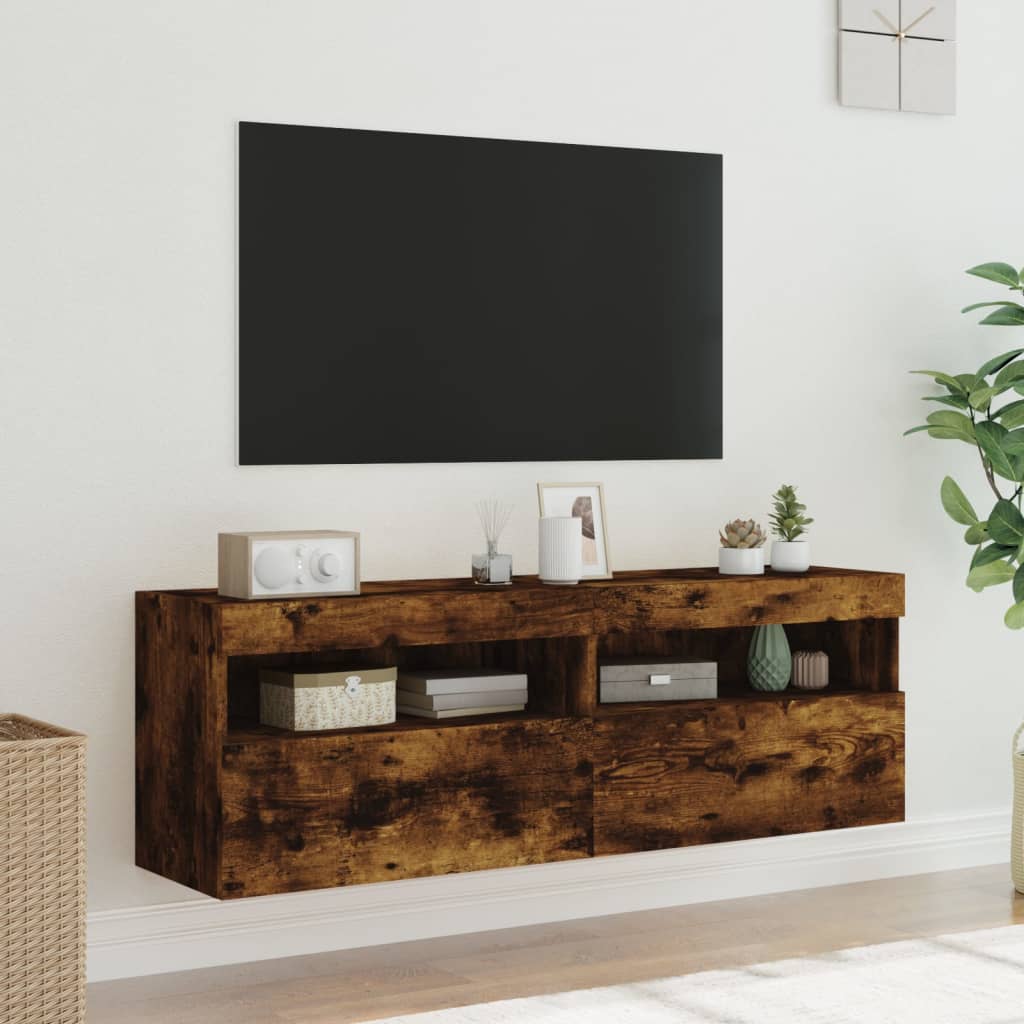 TV-Wandschränke mit LED-Leuchten 2 Stk. Räuchereiche 60x30x40cm - Pazzar.ch