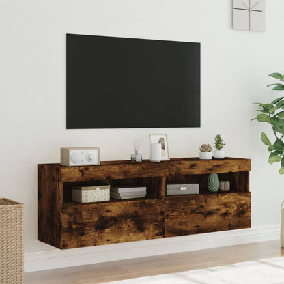 TV-Wandschränke mit LED-Leuchten 2 Stk. Räuchereiche 60x30x40cm - Pazzar.ch