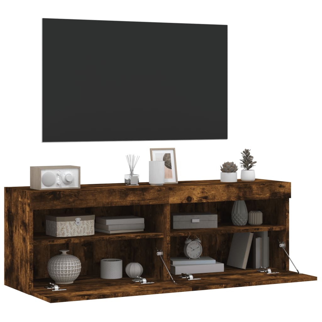 TV-Wandschränke mit LED-Leuchten 2 Stk. Räuchereiche 60x30x40cm - Pazzar.ch