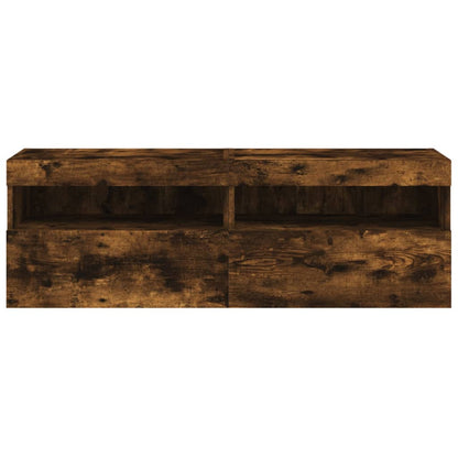 TV-Wandschränke mit LED-Leuchten 2 Stk. Räuchereiche 60x30x40cm - Pazzar.ch