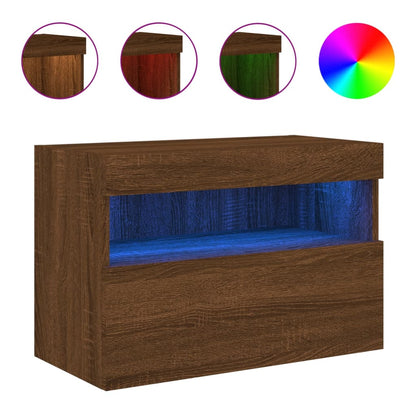 TV-Wandschrank mit LED-Leuchten Braun Eichen-Optik 60x30x40 cm - Pazzar.ch