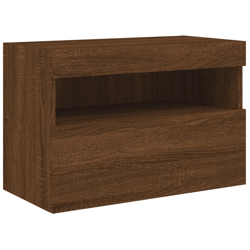 TV-Wandschrank mit LED-Leuchten Braun Eichen-Optik 60x30x40 cm - Pazzar.ch