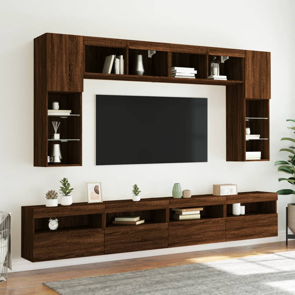 TV-Wandschrank mit LED-Leuchten Braun Eichen-Optik 60x30x40 cm - Pazzar.ch