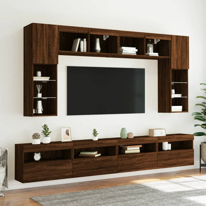 TV-Wandschrank mit LED-Leuchten Braun Eichen-Optik 60x30x40 cm - Pazzar.ch