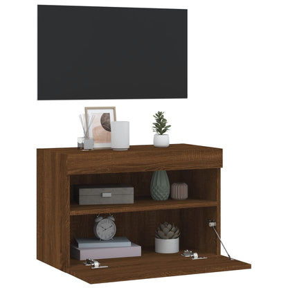 TV-Wandschrank mit LED-Leuchten Braun Eichen-Optik 60x30x40 cm - Pazzar.ch