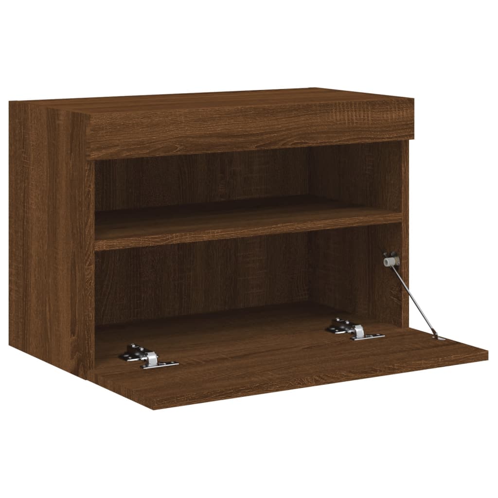 TV-Wandschrank mit LED-Leuchten Braun Eichen-Optik 60x30x40 cm - Pazzar.ch