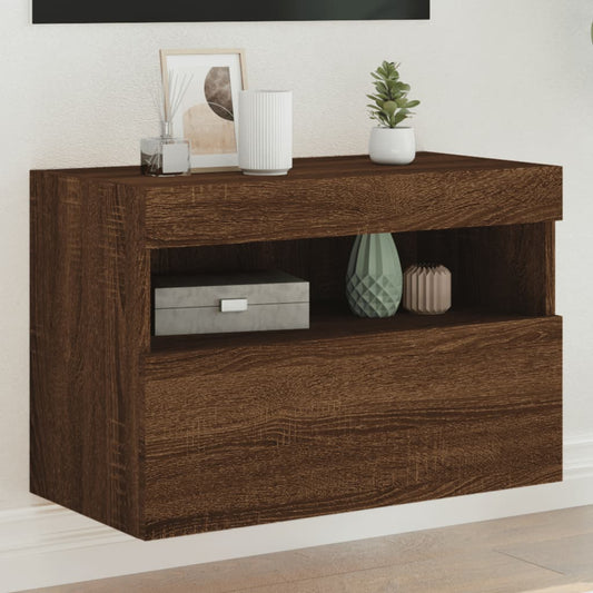 TV-Wandschrank mit LED-Leuchten Braun Eichen-Optik 60x30x40 cm - Pazzar.ch