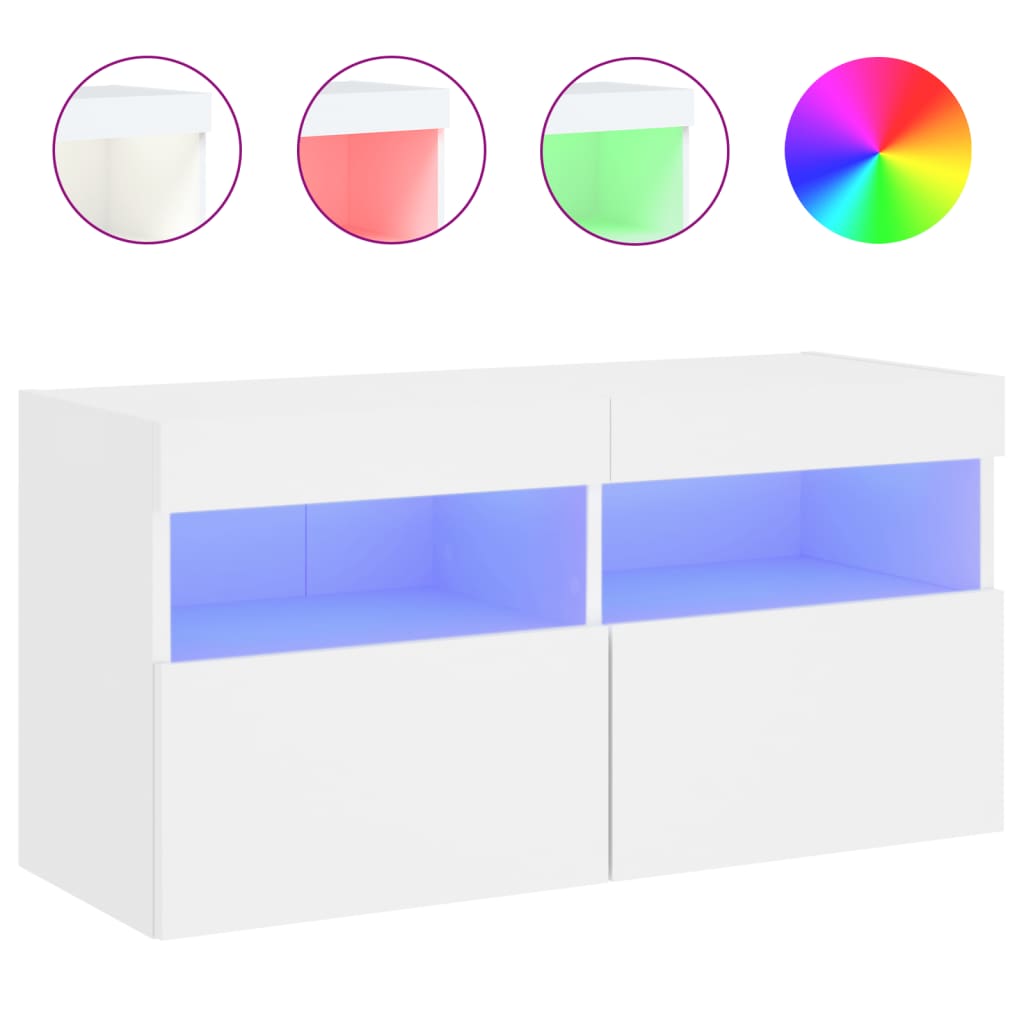 TV-Wandschrank mit LED-Leuchten Weiß 80x30x40 cm - Pazzar.ch