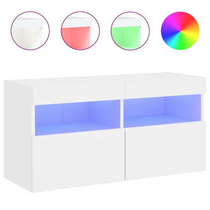 TV-Wandschrank mit LED-Leuchten Weiß 80x30x40 cm - Pazzar.ch
