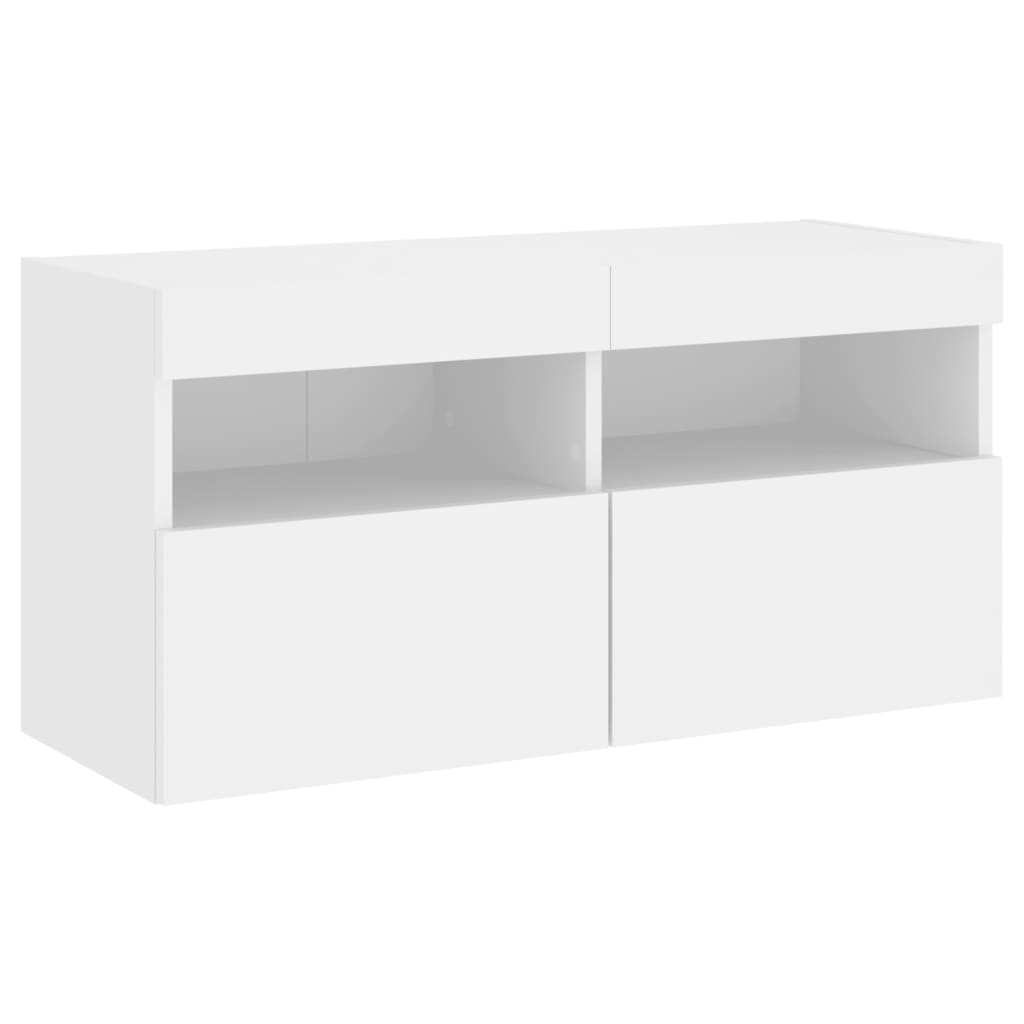 TV-Wandschrank mit LED-Leuchten Weiß 80x30x40 cm - Pazzar.ch