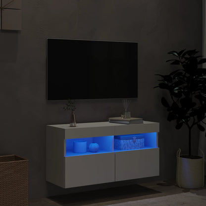 TV-Wandschrank mit LED-Leuchten Weiß 80x30x40 cm - Pazzar.ch