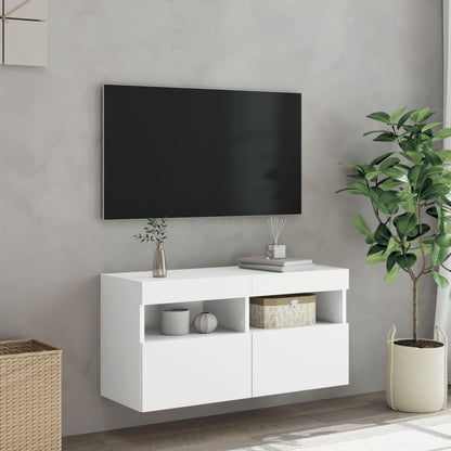 TV-Wandschrank mit LED-Leuchten Weiß 80x30x40 cm - Pazzar.ch