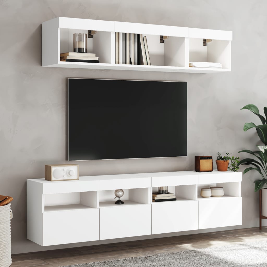TV-Wandschrank mit LED-Leuchten Weiß 80x30x40 cm - Pazzar.ch