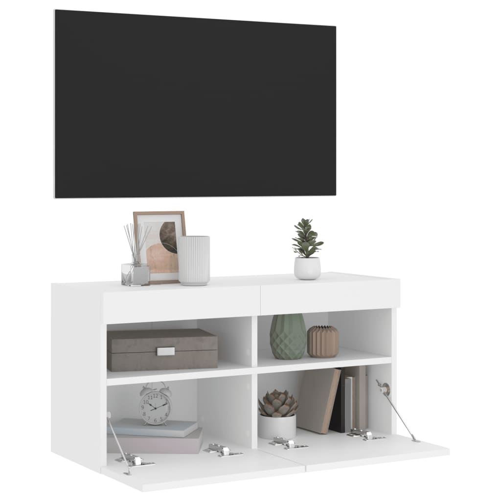 TV-Wandschrank mit LED-Leuchten Weiß 80x30x40 cm - Pazzar.ch