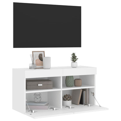 TV-Wandschrank mit LED-Leuchten Weiß 80x30x40 cm - Pazzar.ch