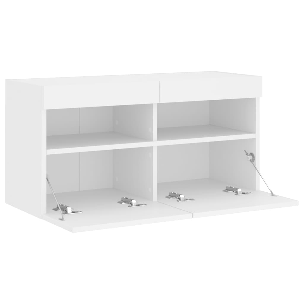TV-Wandschrank mit LED-Leuchten Weiß 80x30x40 cm - Pazzar.ch