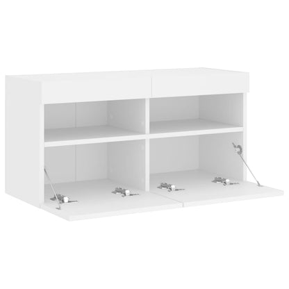 TV-Wandschrank mit LED-Leuchten Weiß 80x30x40 cm - Pazzar.ch