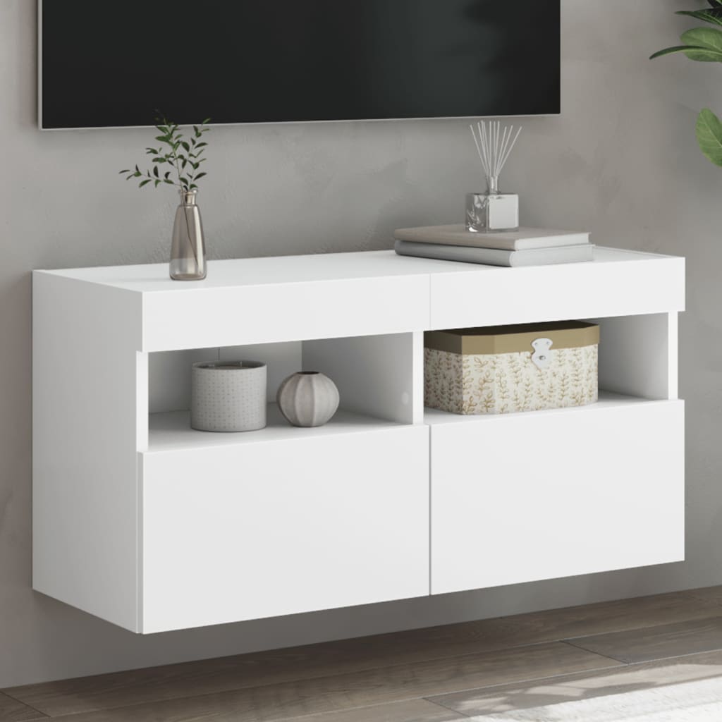 TV-Wandschrank mit LED-Leuchten Weiß 80x30x40 cm - Pazzar.ch