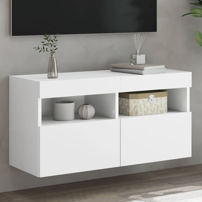 TV-Wandschrank mit LED-Leuchten Weiß 80x30x40 cm - Pazzar.ch