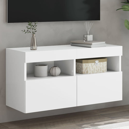 TV-Wandschrank mit LED-Leuchten Weiß 80x30x40 cm - Pazzar.ch