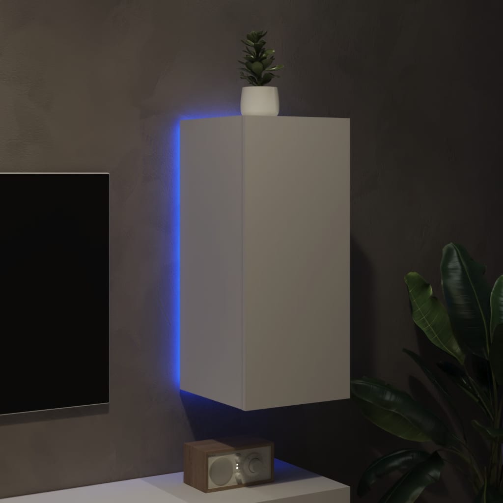 TV-Wandschrank mit LED-Leuchten Weiß 30,5x35x70 cm - Pazzar.ch