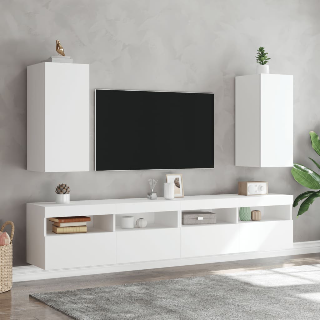 TV-Wandschrank mit LED-Leuchten Weiß 30,5x35x70 cm - Pazzar.ch