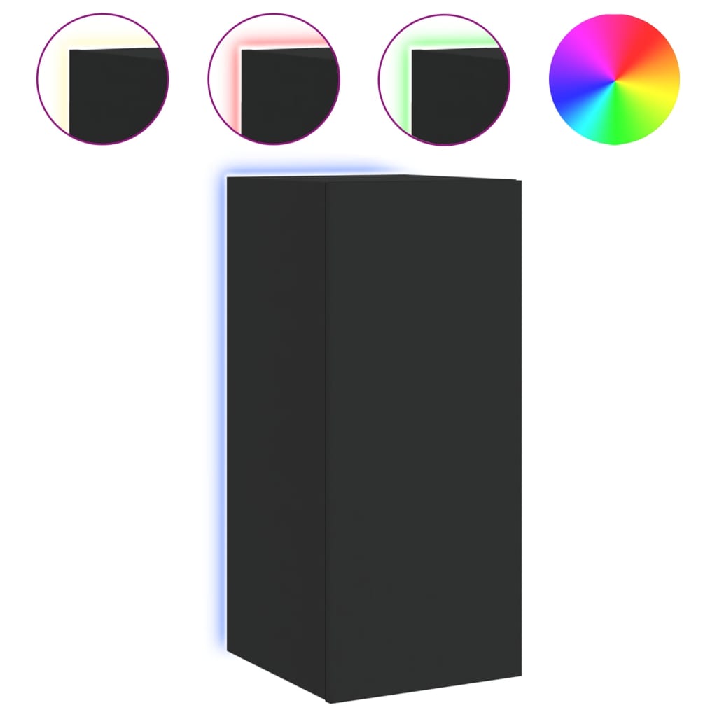 TV-Wandschrank mit LED-Leuchten Schwarz 30,5x35x70 cm - Pazzar.ch