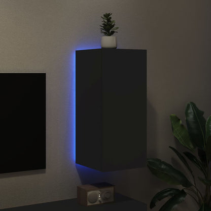 TV-Wandschrank mit LED-Leuchten Schwarz 30,5x35x70 cm - Pazzar.ch