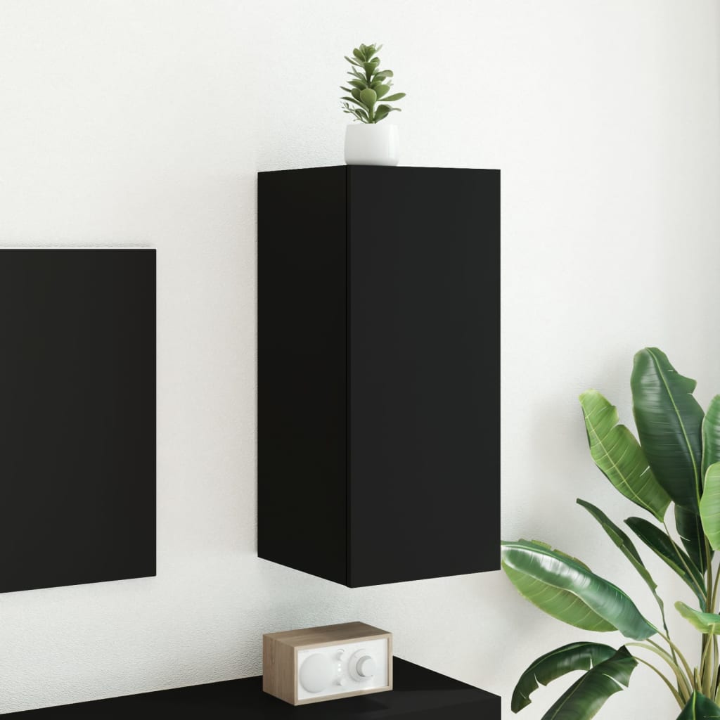 TV-Wandschrank mit LED-Leuchten Schwarz 30,5x35x70 cm - Pazzar.ch