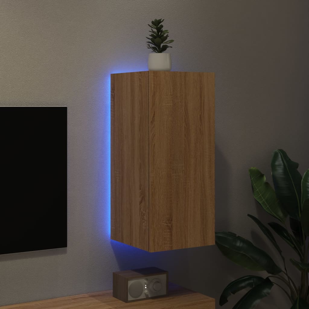 TV-Wandschrank mit LED-Leuchten Sonoma-Eiche 30,5x35x70 cm - Pazzar.ch