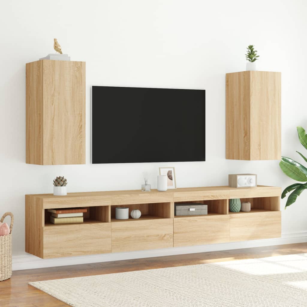 TV-Wandschrank mit LED-Leuchten Sonoma-Eiche 30,5x35x70 cm - Pazzar.ch